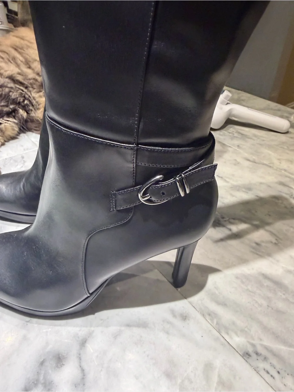Naturalizer Black Over-the-Knee High Heel Boots wide calf